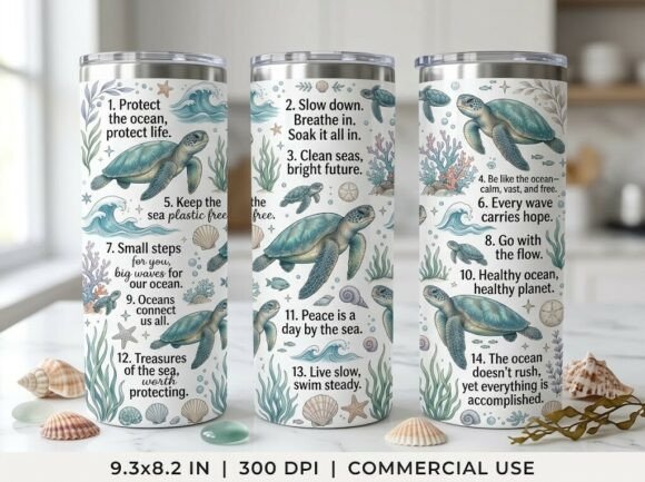 Sea Turtle Ocean Quotes Tumbler Design