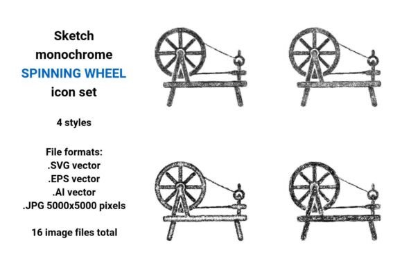 Sketch Spinning Wheel Icon Set