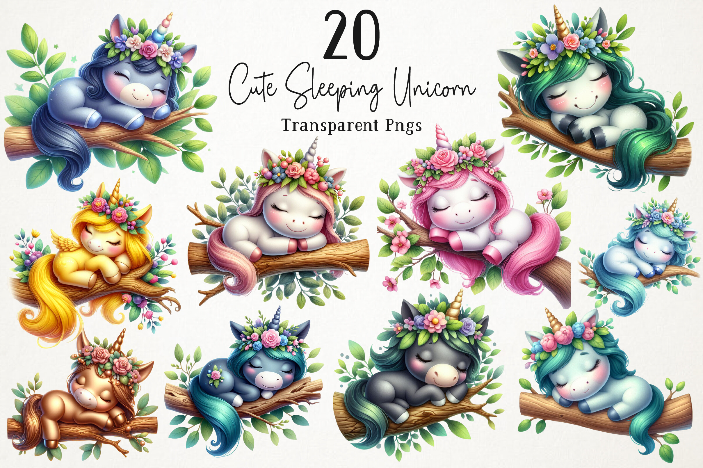 Sleeping Unicorn Sublimation Clipart