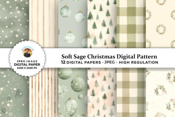Soft Sage Christmas Digital Patterns