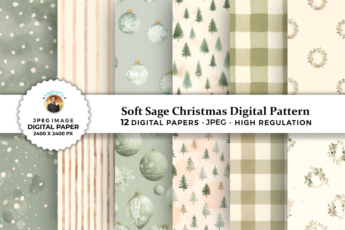 Soft Sage Christmas Digital Patterns