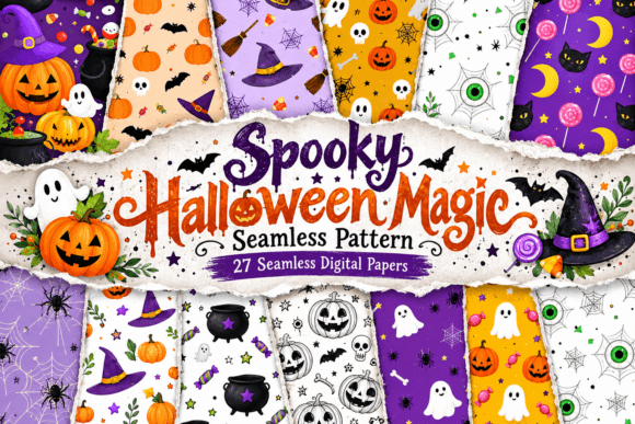 Spooky Halloween Magic Seamless Pattern