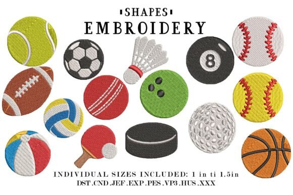 Sports Balls Mini Embroidery Designs