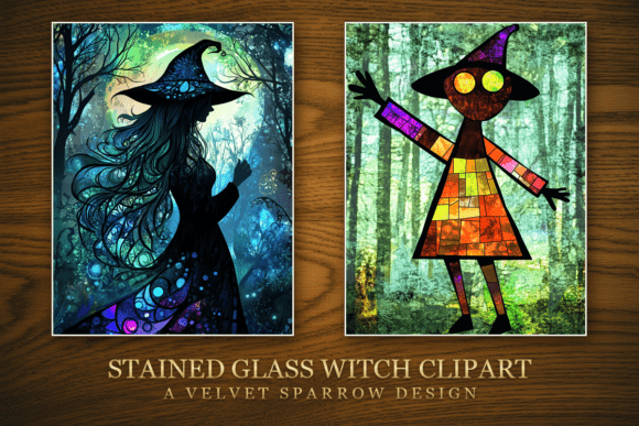 Stained Glass Witch Clipart
