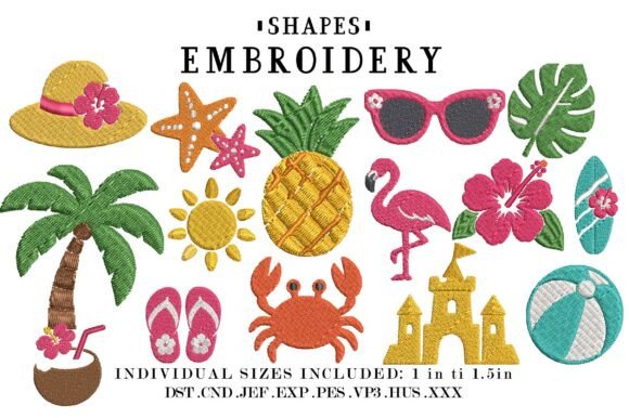 Summer Beach Mini Embroidery Designs