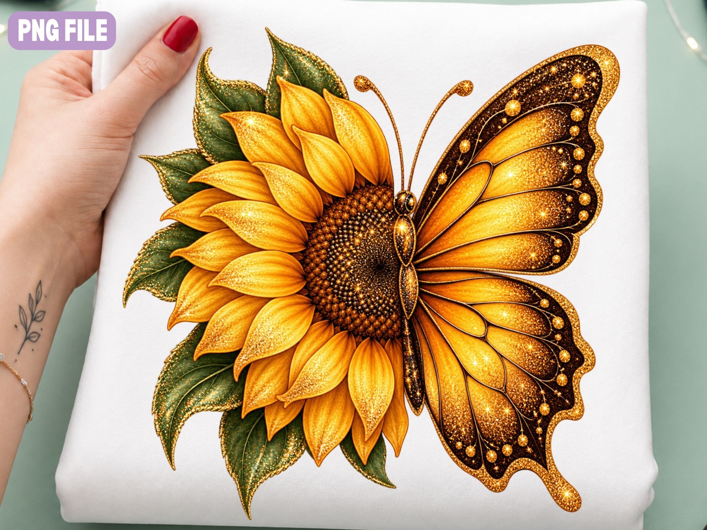 Sunflower Butterfly PNG, Floral Png