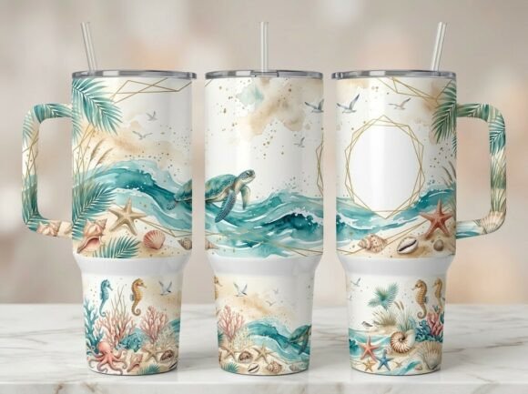 Tropical Beach Vacation Tumbler Design