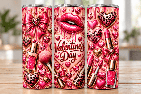 Valentine Makeup Tumbler Wrap PNG