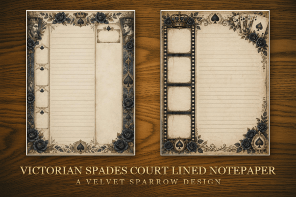 Victorian Spades Court Lined Notepaper