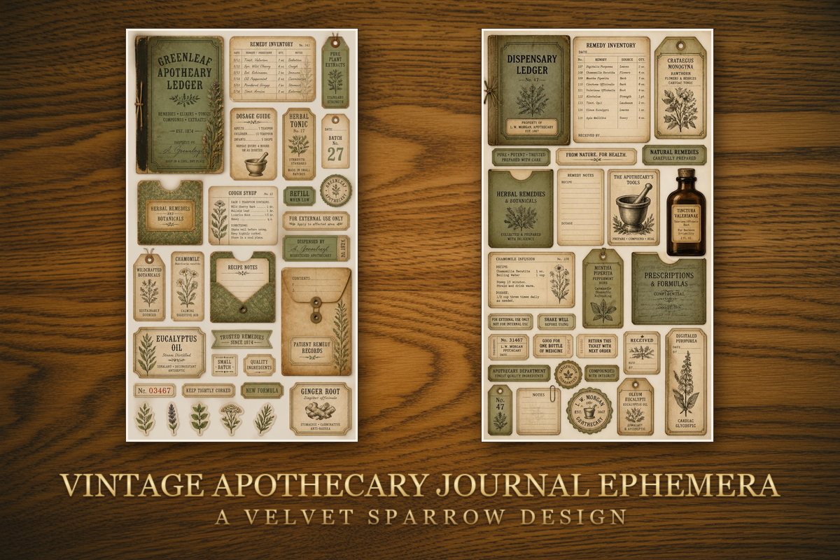 Vintage Apothecary Journal Ephemera