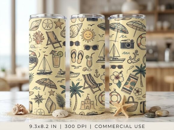 Vintage Beach Vacation Tumbler Design