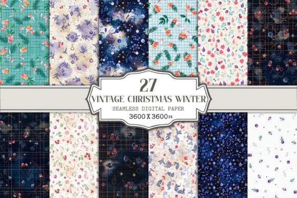 Vintage Christmas Winter Seamless