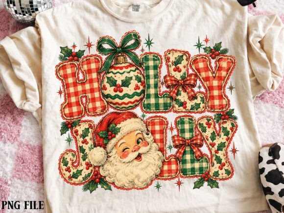 Vintage Holly Jolly Santa Sublimation