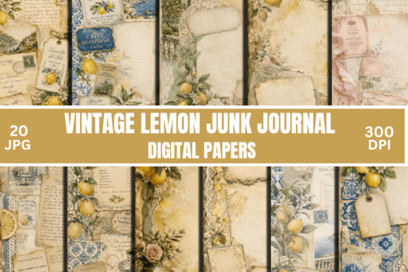 Vintage Lemon Junk Journal Papers