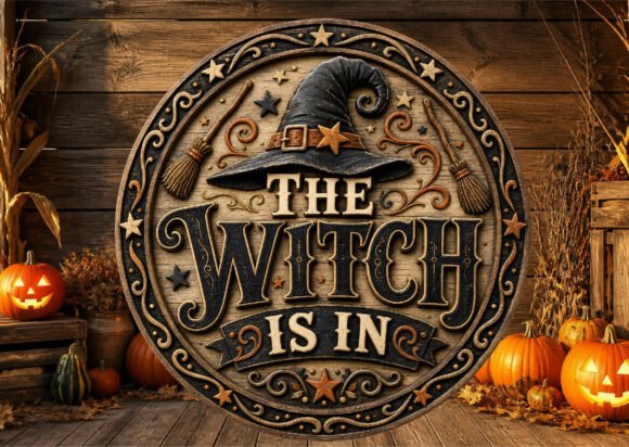 Vintage Witch is in Halloween Door Sign