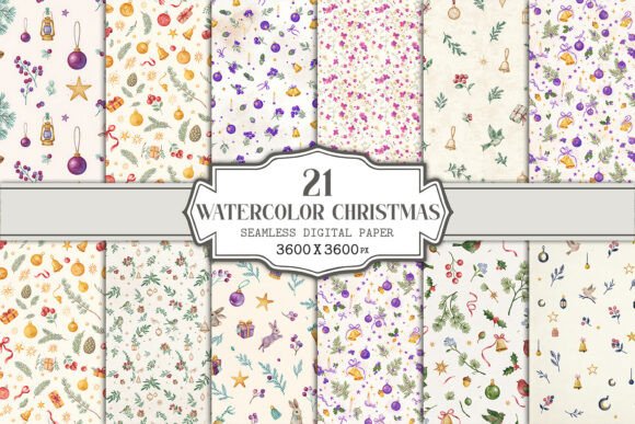 Watercolor Christmas Seamless Pattern
