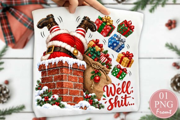 Well Shit Funny Santa Stuck in Chimney