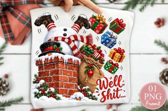 Well Shit Snowman Stuck in Chimney PNG
