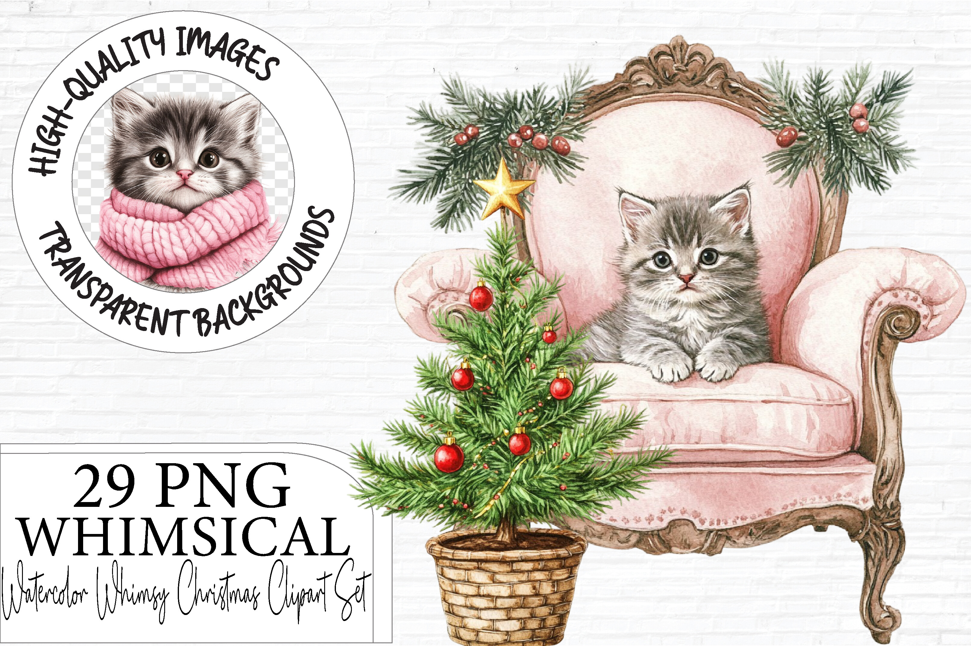 Whimsical Christmas Clipart PNG Bundle