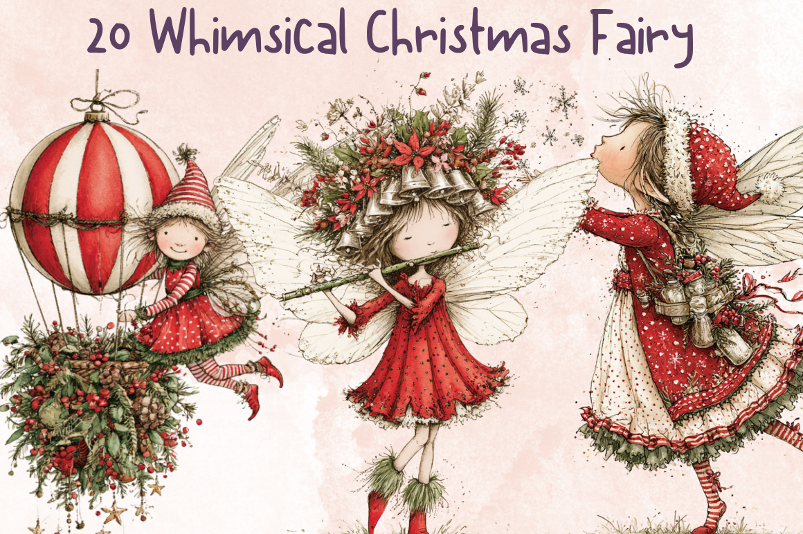 Whimsical Christmas Fairy Clipart