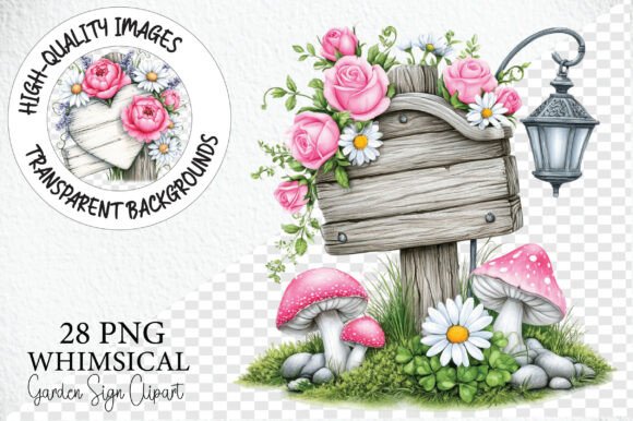 Whimsical Garden Sign Clipart