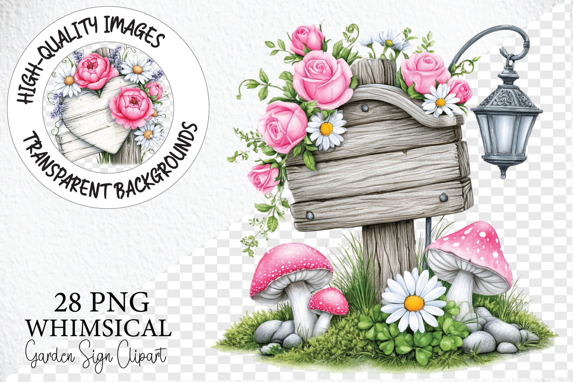 Whimsical Garden Sign Clipart