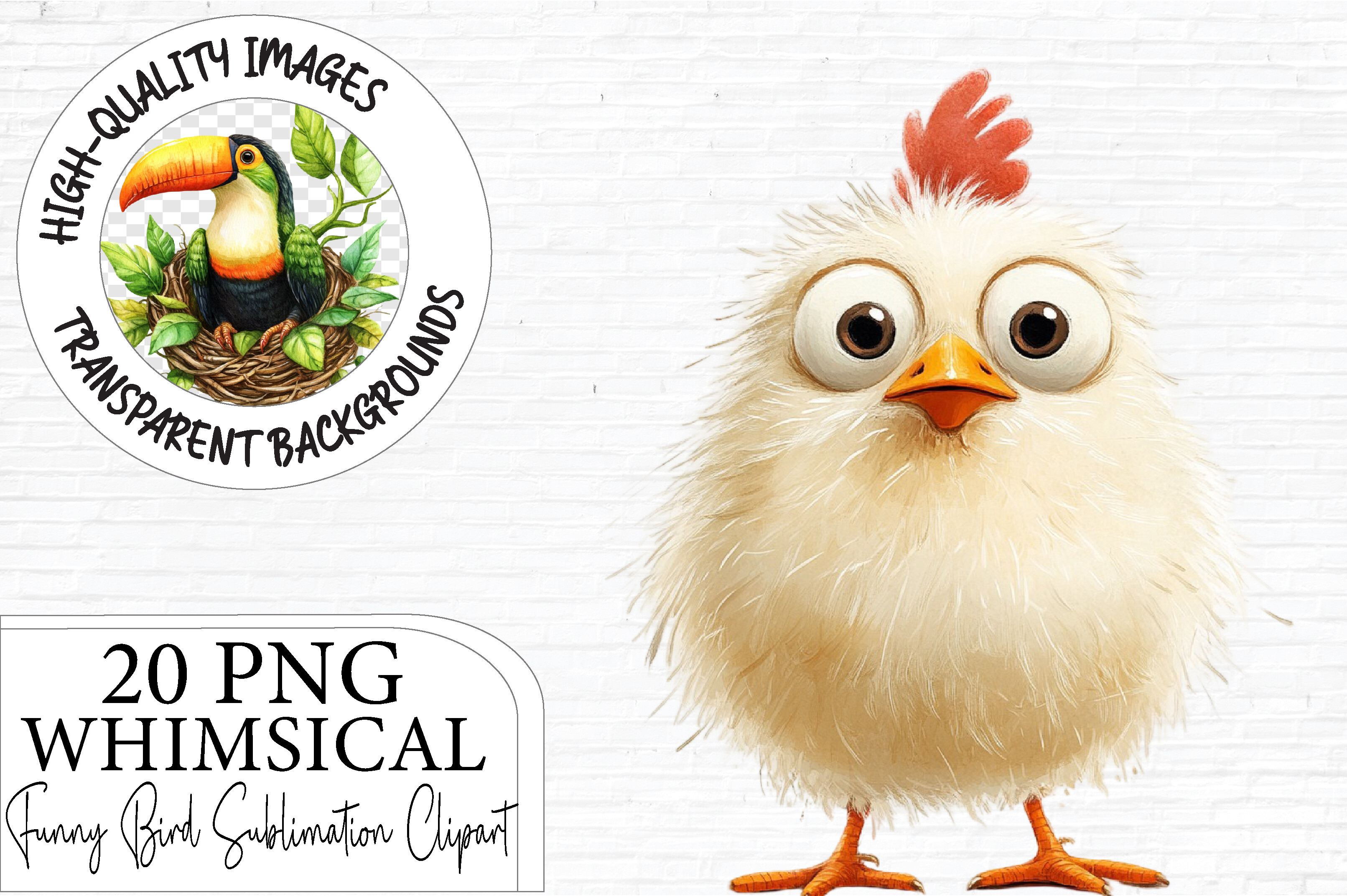 Whimsical Watercolor Bird Clipart