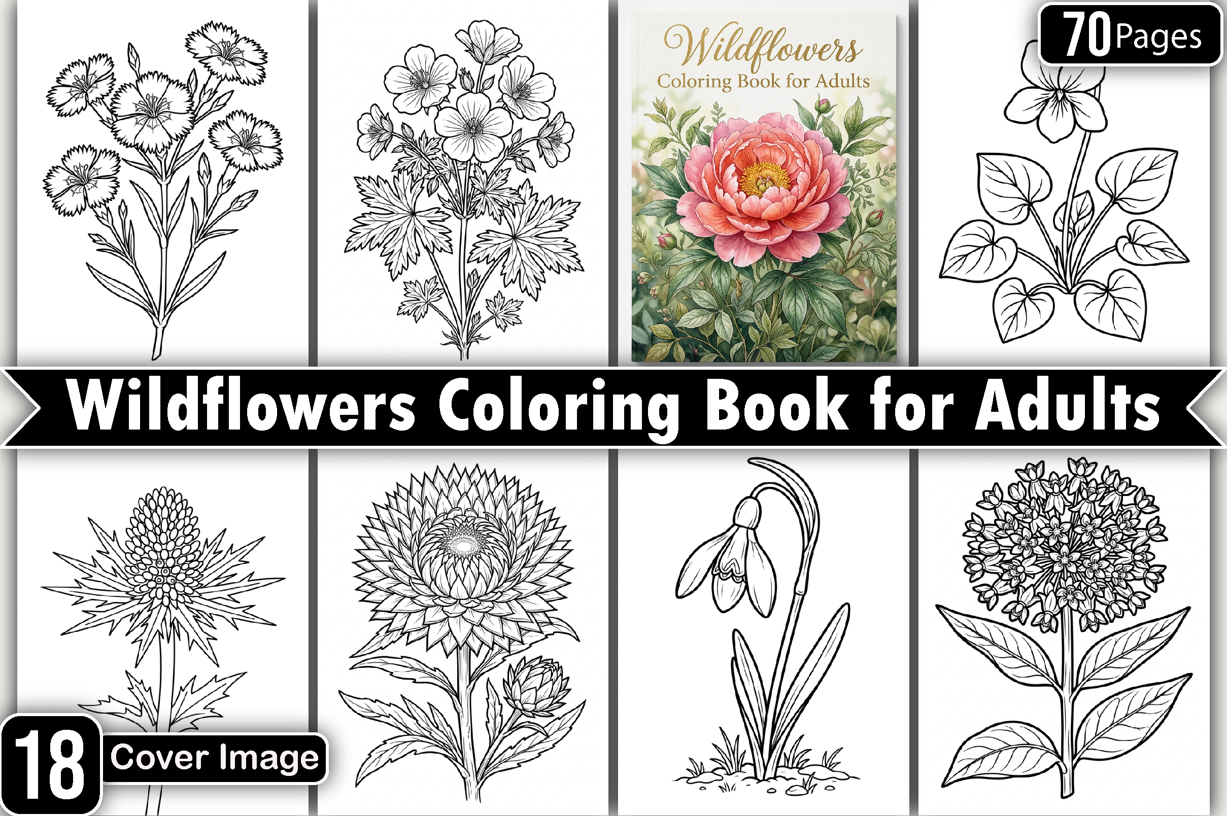 Wildflowers Coloring Pages for Adults