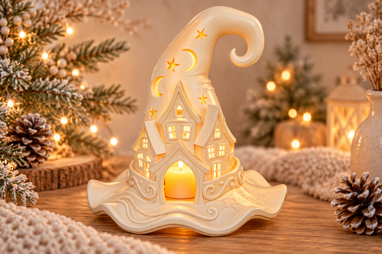 Witch Hat Village Lantern 3D Print – Fantasy Cottage Lantern Model - Image 5