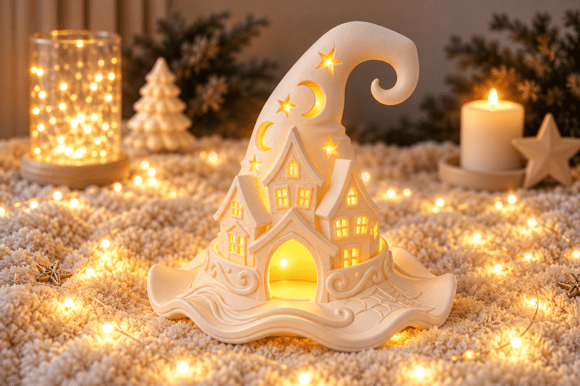 Witch Hat Village Lantern 3D Print – Fantasy Cottage Lantern Model - Image 3