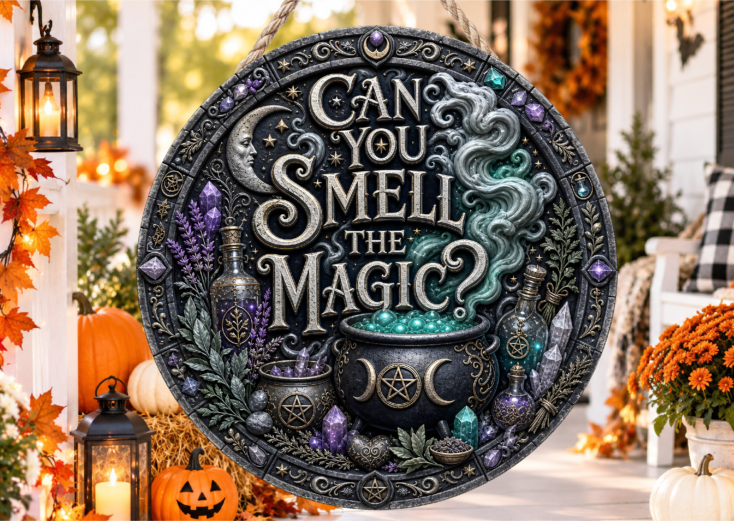 Witch Magic Cauldron Halloween Door Sign