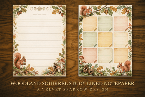 Woodland Squirrel Study Lined Notepaper