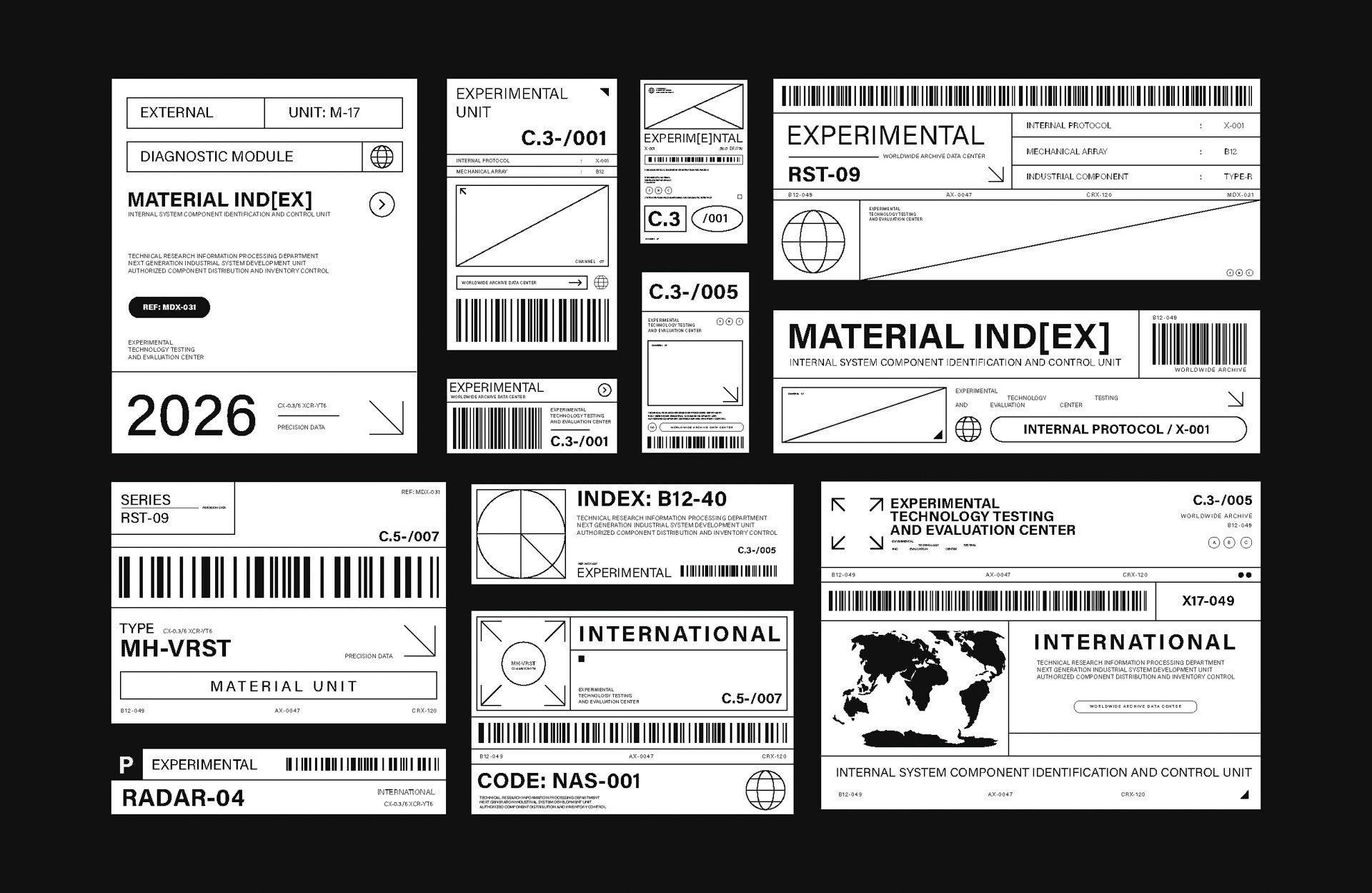Set of Brutalism Label Industrial Style