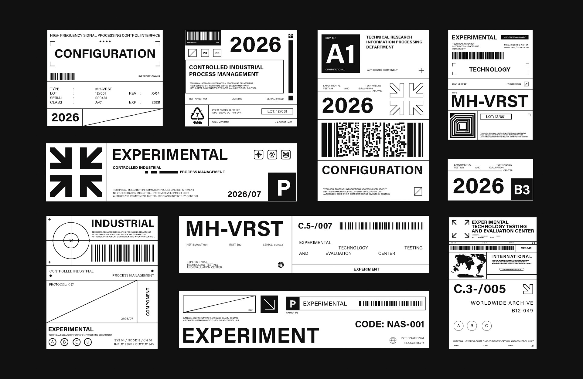 Set of Brutalism Label Industrial Style