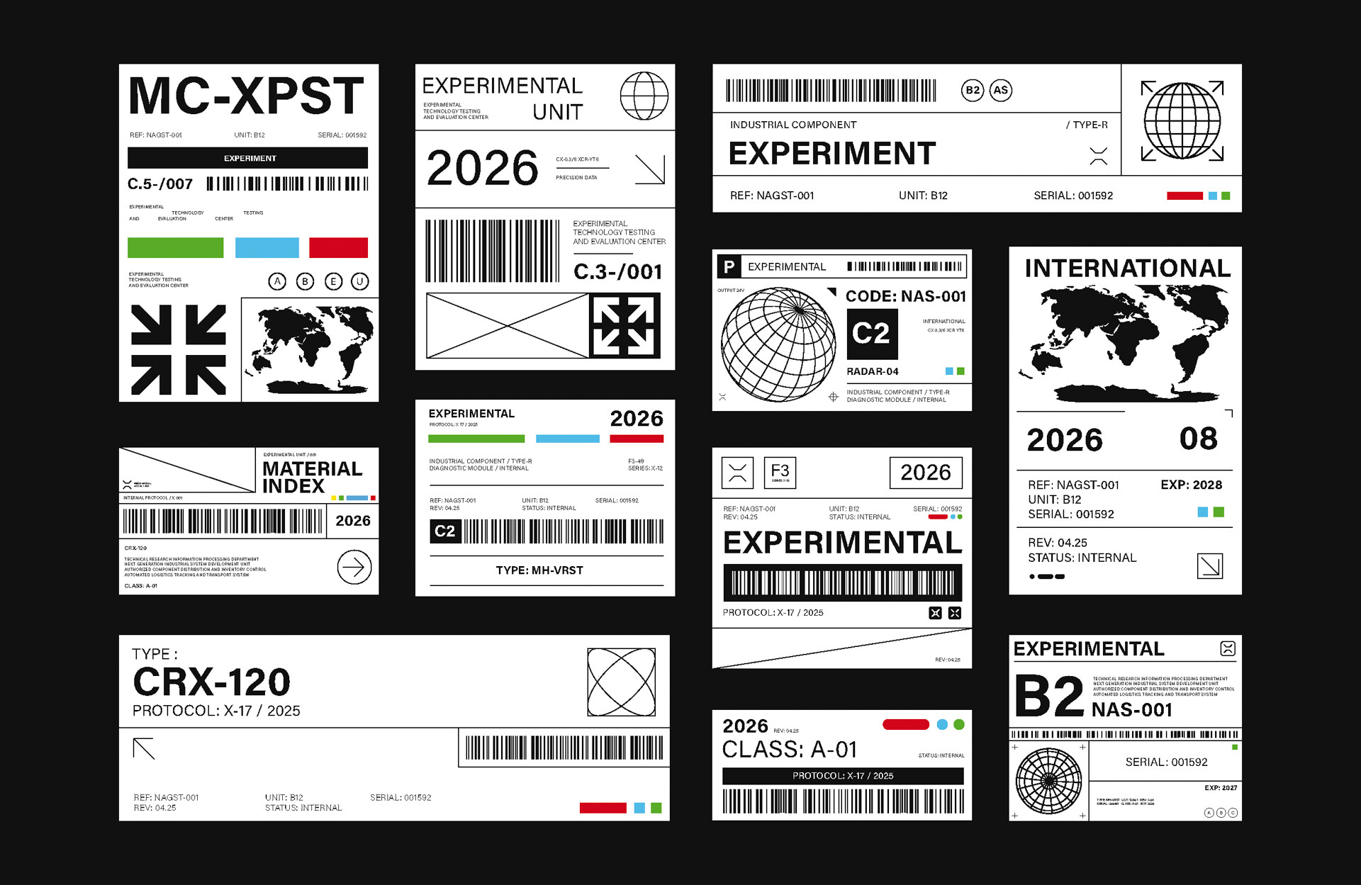 Set of Brutalism Label Industrial Style