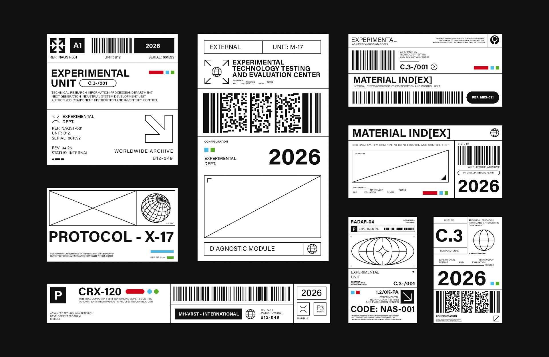 Set of Brutalism Label Industrial Style