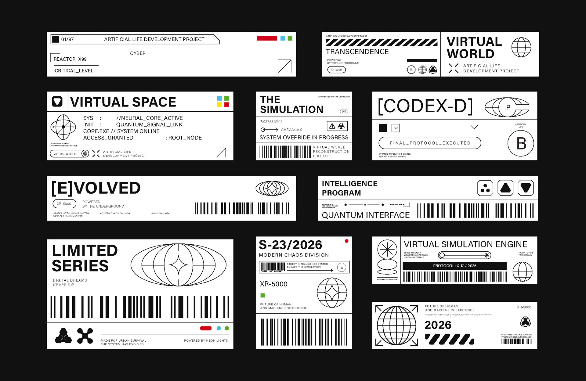 Set of Brutalism Label Industrial Style