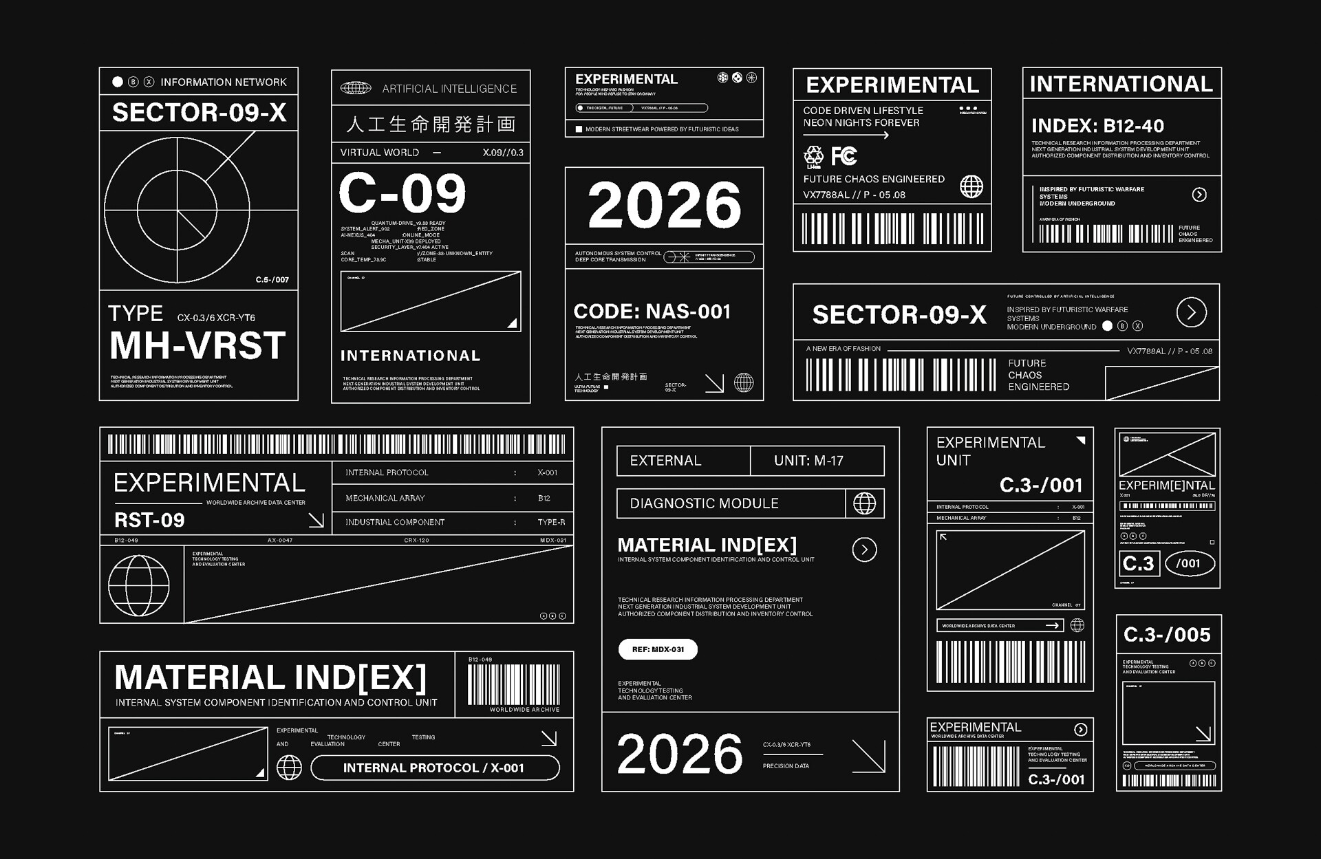 Set of Brutalism Label Industrial Style