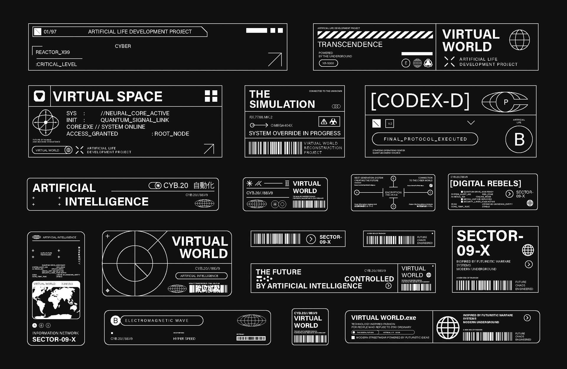 Set of Brutalism Label Industrial Style