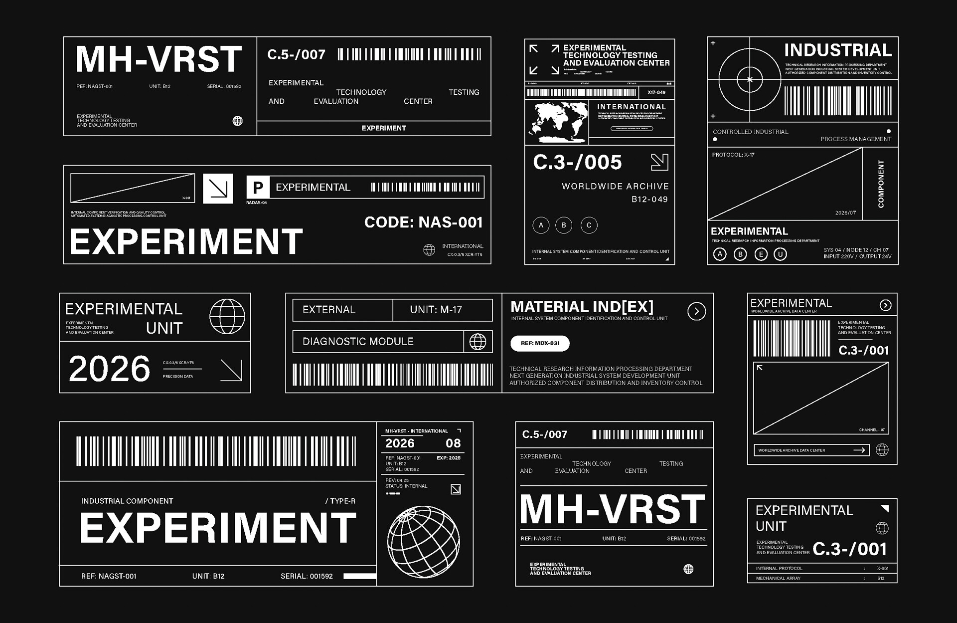 Set of Brutalism Label Industrial Style