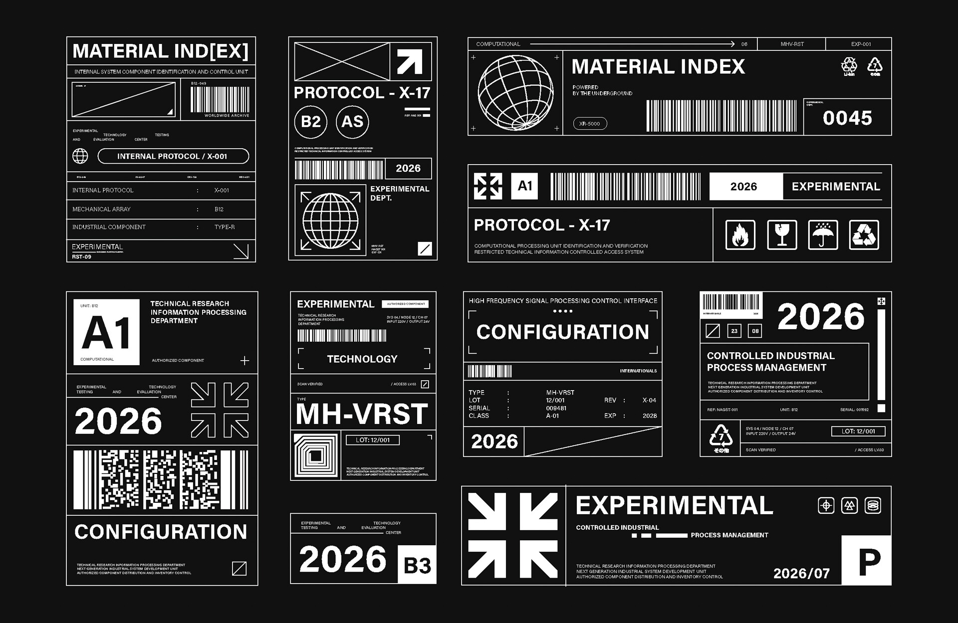 Set of Brutalism Label Industrial Style