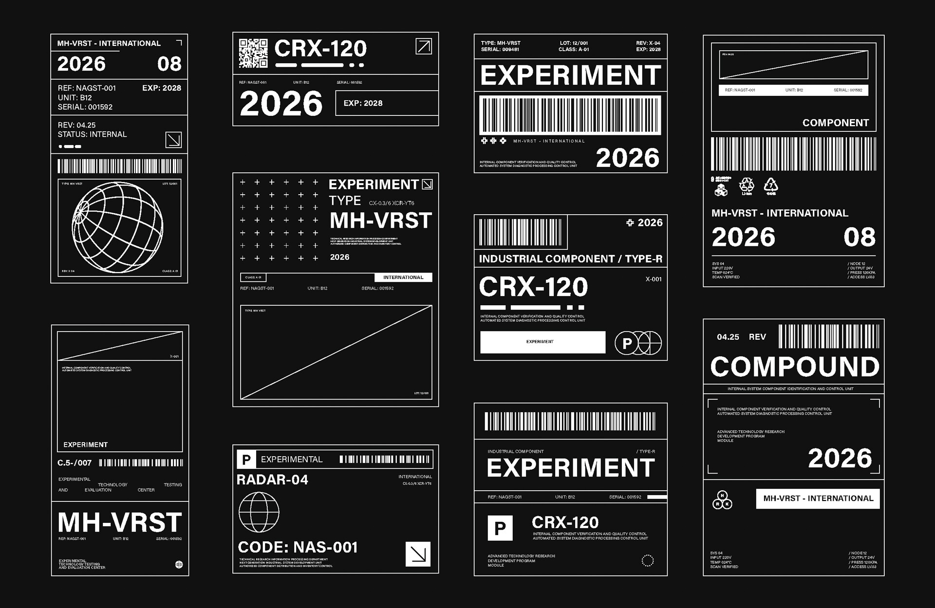Set of Brutalism Label Industrial Style