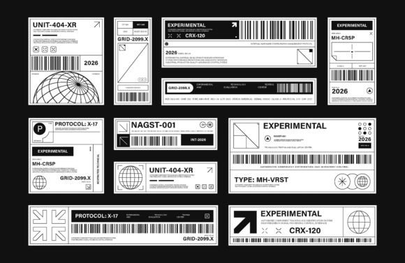Set of Brutalism Label Industrial Style