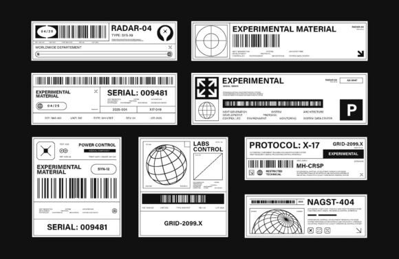 Set of Brutalism Label Industrial Style
