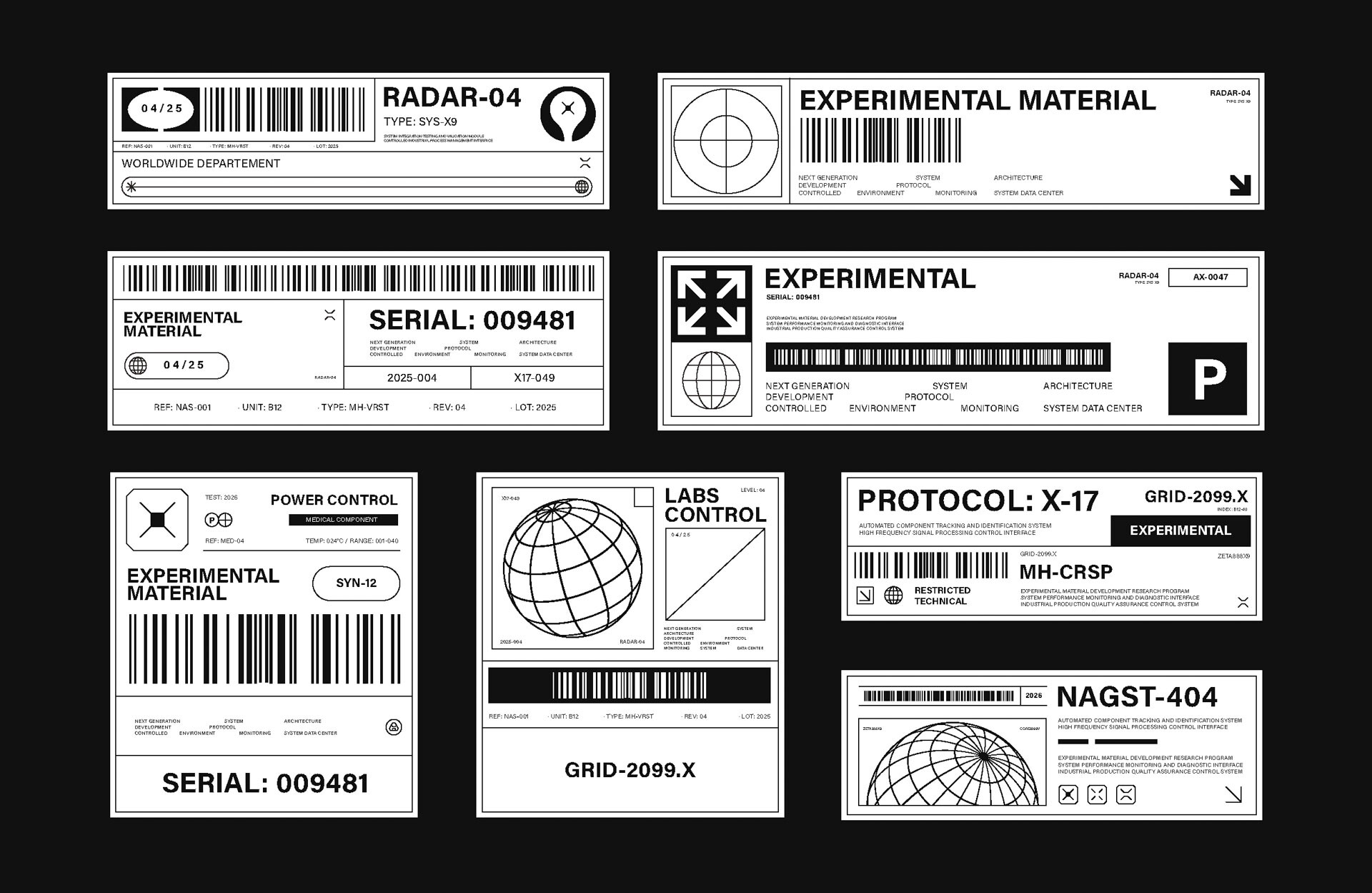 Set of Brutalism Label Industrial Style