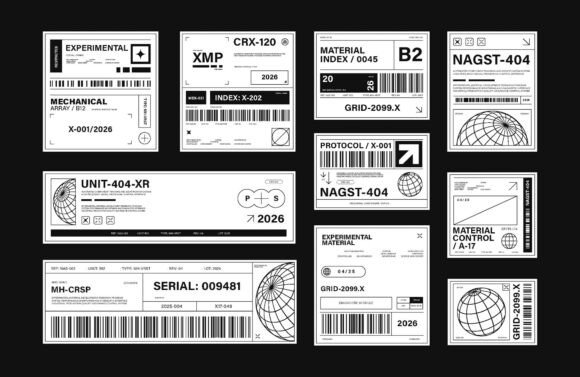 Set of Brutalism Label Industrial Style