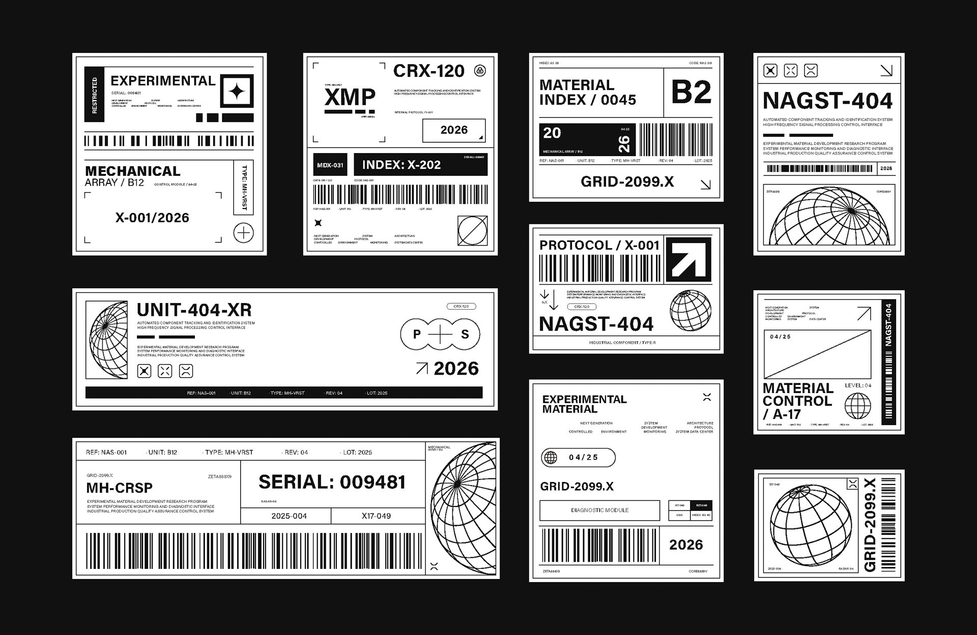 Set of Brutalism Label Industrial Style