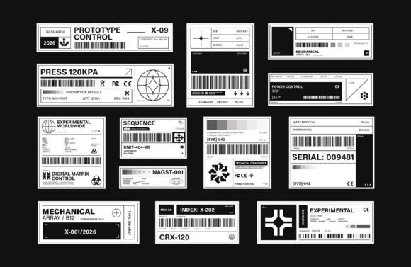 Set of Brutalism Label Industrial Style