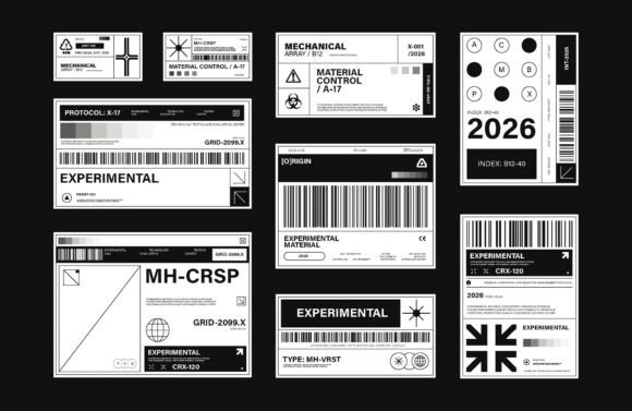 Set of Brutalism Label Industrial Style