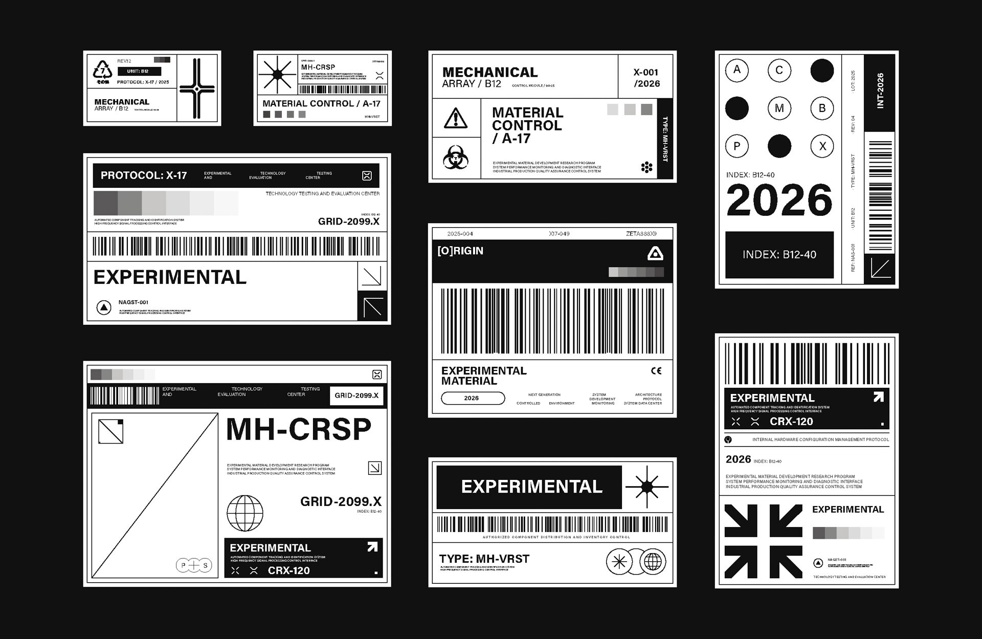 Set of Brutalism Label Industrial Style